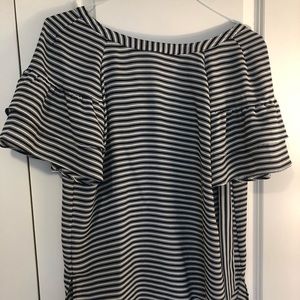 Black striped LOFT silk top